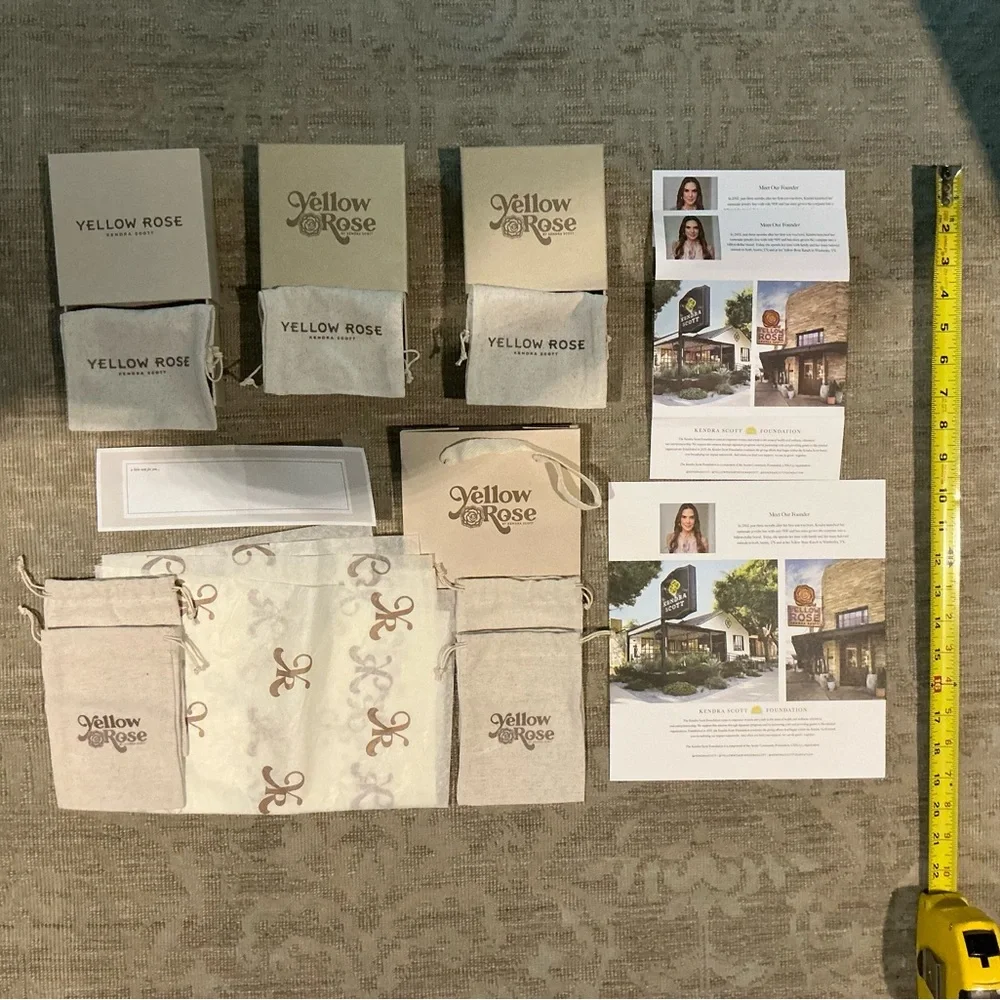 Kendra Scott Yellow Rose Gift Boxes and Cloth Bags